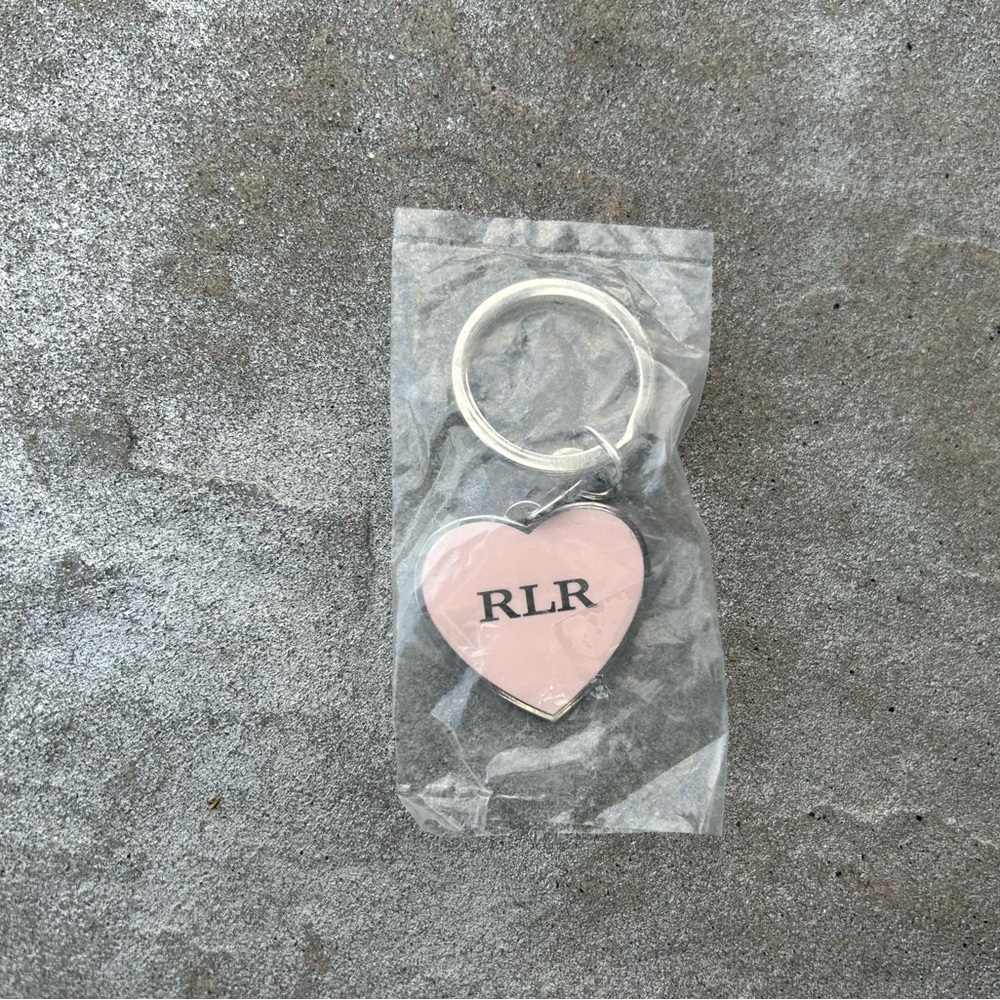 Ralph Lauren Logo Pink Heart Keychain